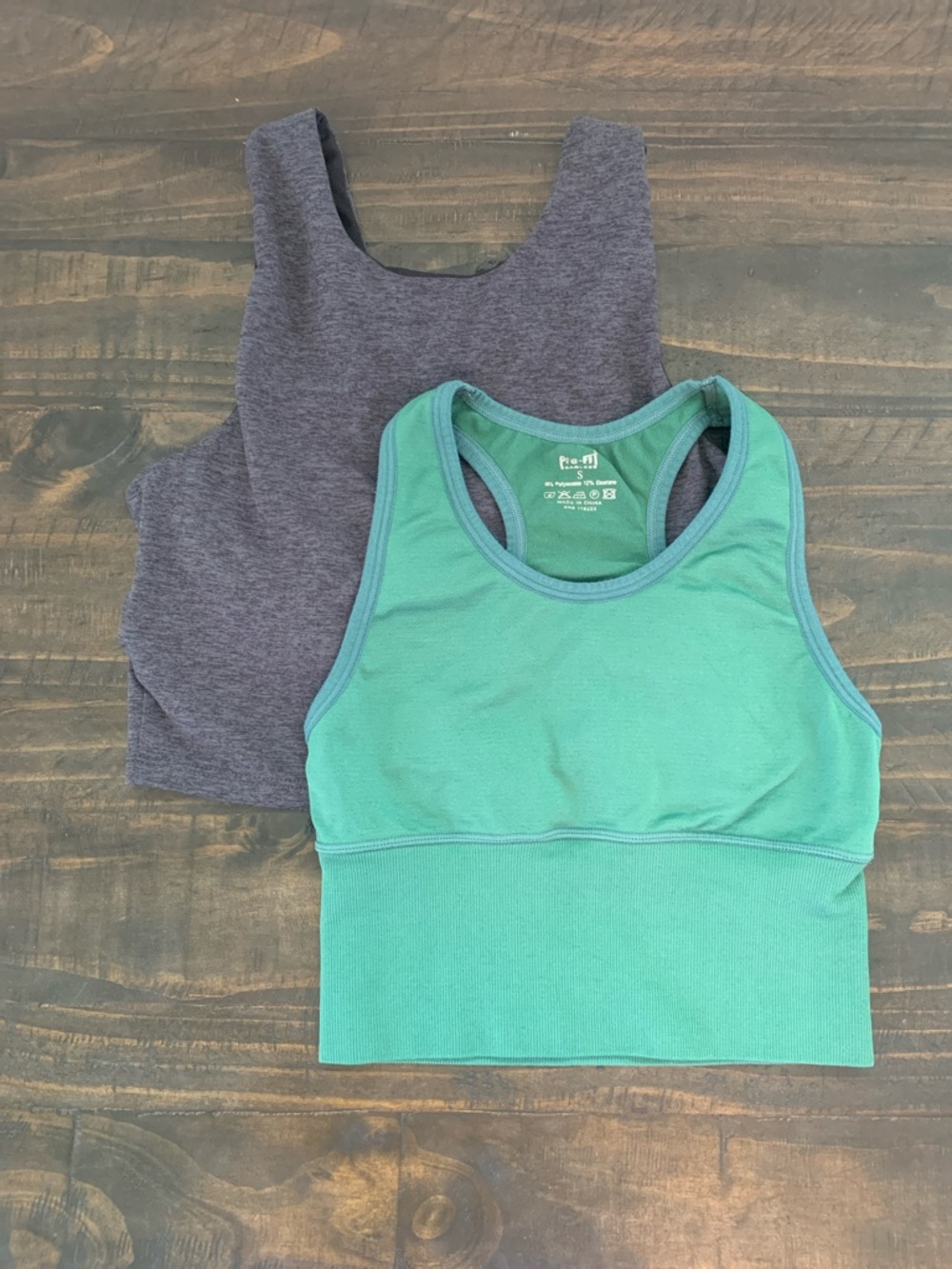 Women’s Racerback Crop Sports Bras - Green and Gray